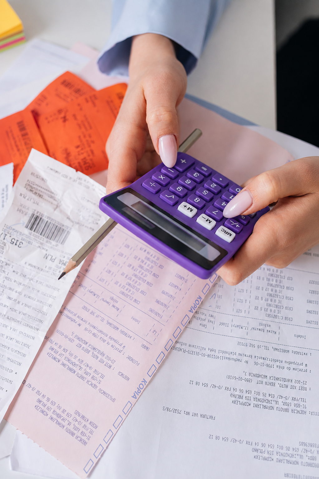 Business owner managing invoices